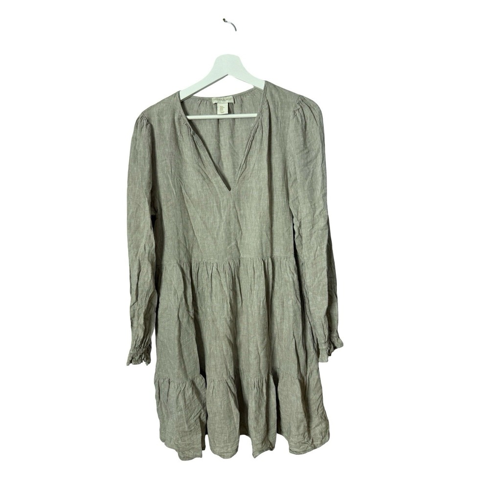 Cynthia Rowley Dusty gray Linen Blend Tiered  Dress Size‎ M